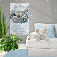 Elephant Oh Boy Blue Floral Baby Shower