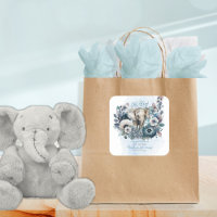 Elephant Oh Boy Blue Floral Baby Shower