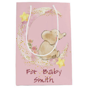 Elephant on a Crescent Moon Medium Gift Bag
