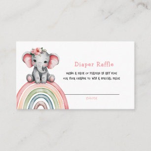 Elephant on a Rainbow Diaper Raffle Business Card