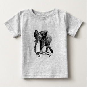 elephant on a skateboard baby T-Shirt