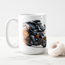 Elephant on Motorcycle with Flames