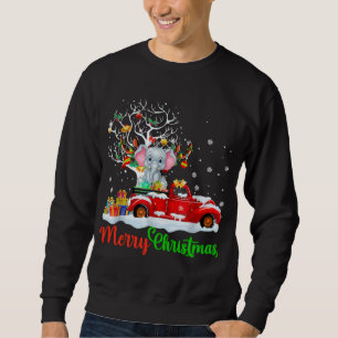 Elephant On Red Truck Christmas Pajama Funny Xmas  Sweatshirt