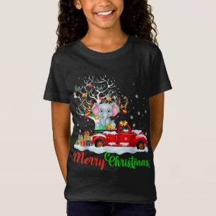Elephant On Red Truck Christmas Pajama Funny Xmas  T-Shirt