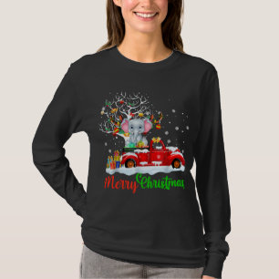 Elephant On Red Truck Christmas Pajama Funny Xmas  T-Shirt