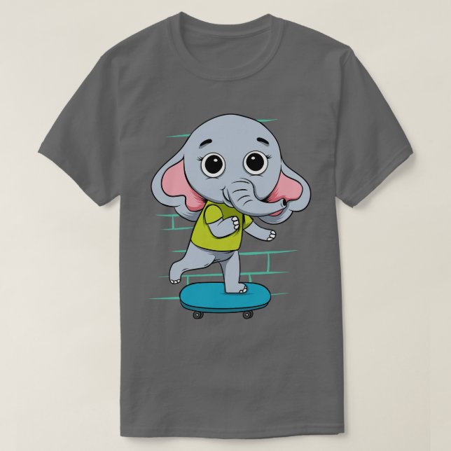 Elephant On Skateboard  T-Shirt (Design Front)