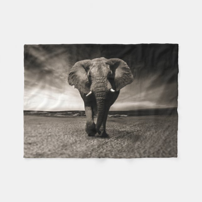 Elephant on the Run Fleece Blanket (Front (Horizontal))