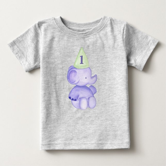 Elephant One Year Old 1st Birthday Baby Toddler  T-Shirt (Front)