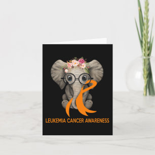 Elephant Orange Ribbon Leukaemia Cancer Awareness Card