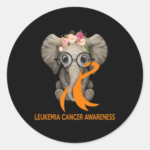 Elephant Orange Ribbon Leukaemia Cancer Awareness  Classic Round Sticker