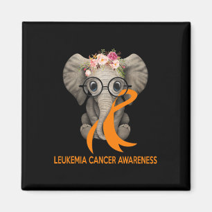 Elephant Orange Ribbon Leukaemia Cancer Awareness Magnet