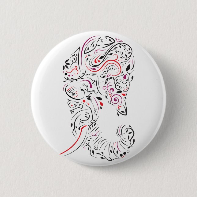 elephant ornate 6 cm round badge (Front)