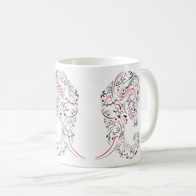 elephant ornate coffee mug (Front Right)