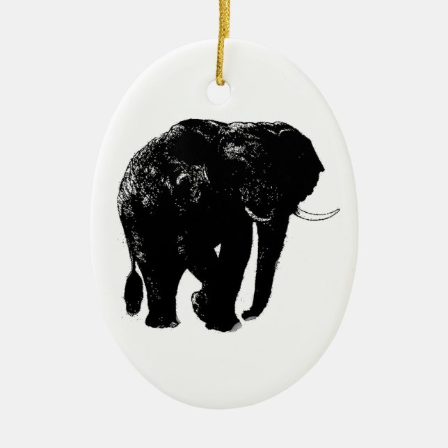 Elephant Oval Ceramic Ornament (Front)