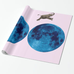 Elephant Over The Moon Wrapping Paper