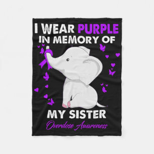 Elephant Overdose Awareness I Wear Purple For My S Fleece Blanket