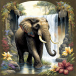 Elephant Painting Jigsaw Puzzle<br><div class="desc">Elephant Painting Jigsaw Puzzle,  an amazing portrait of a elephant with waterfall background.  The colours on its ears is a great touch this beauty.</div>