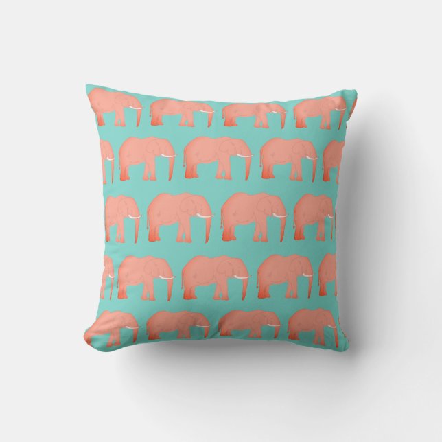 Elephant Painting Safari Pattern Throw Pillow (Front)