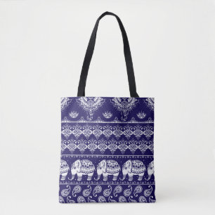 Elephant, paisley: tribal vintage pattern. tote bag