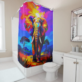 Elephant Palette Daub 001 Shower Curtain