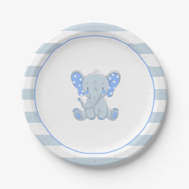 Elephant Paper Plate - Boy (Front)