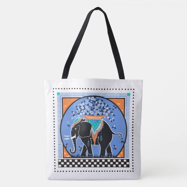 Elephant Parade in Blue Tote Bag (Front)