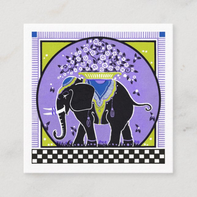 Elephant Parade  in Lavender Square Business Card (Front)