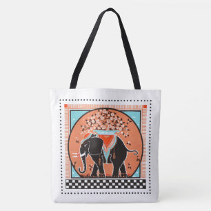 Elephant Parade in Orange Tote Bag