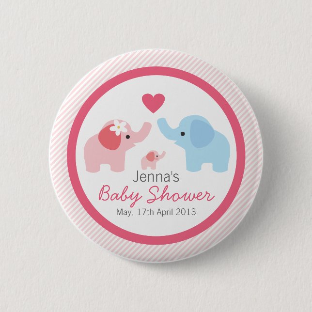 Elephant Parents and Baby Shower 6 Cm Round Badge (Front)