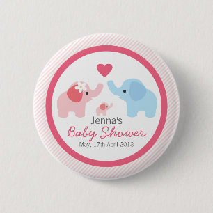 Elephant Parents and Baby Shower 6 Cm Round Badge