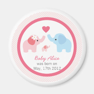 Elephant Parents and Baby Shower Magnet