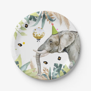 Elephant Party Animals Birthday Zoo Safari Paper Plate