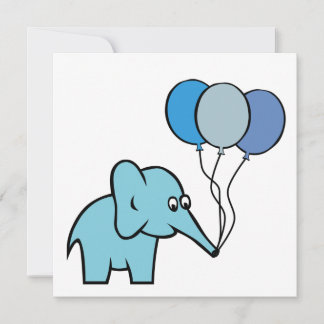 Elephant Party - Birth Announcement - Blue