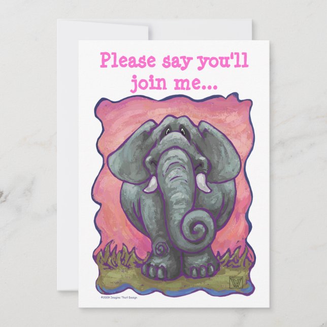 Elephant Party Centre Invitation (Front)