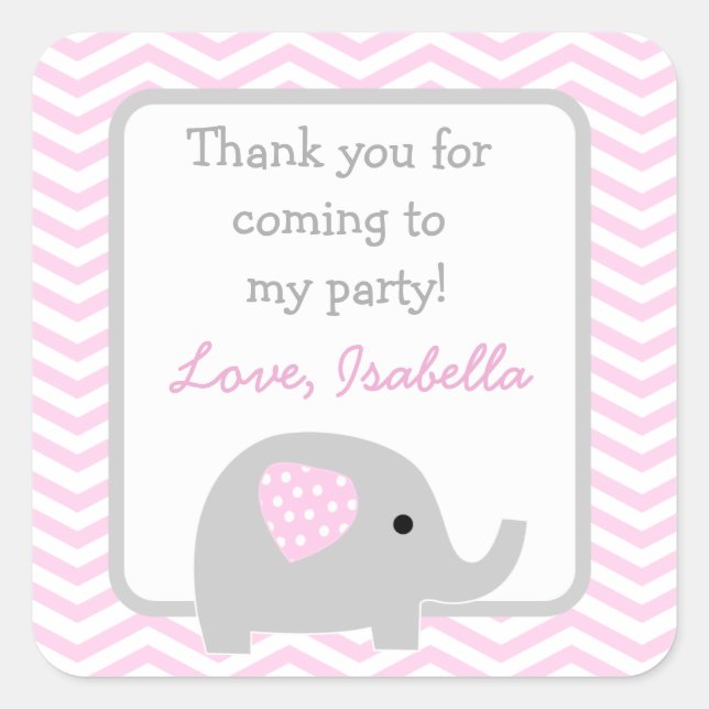 Elephant party favour stickers (Front)