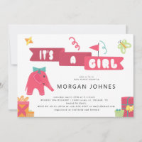 Elephant Party Girl | Baby Shower Invitation
