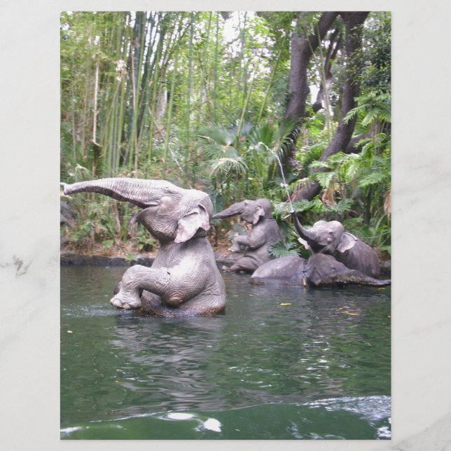 Elephant Party Time in the Water print  (Front)