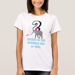 Elephant Partying - Animal Birthday Mummy Girl Boy T-Shirt
