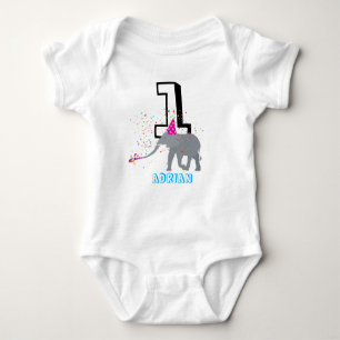 Elephant Partying - Animals Birthday Age Boy Girl  Baby Bodysuit
