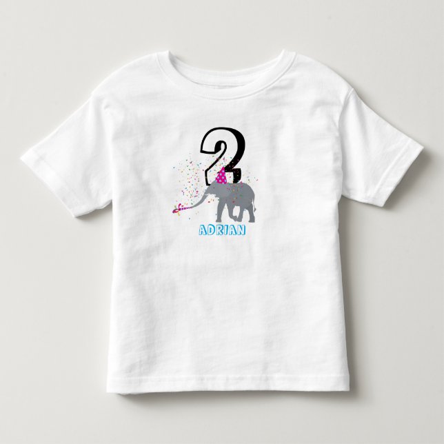 Elephant Partying - Animals Birthday Age Boy Girl Toddler T-Shirt (Front)