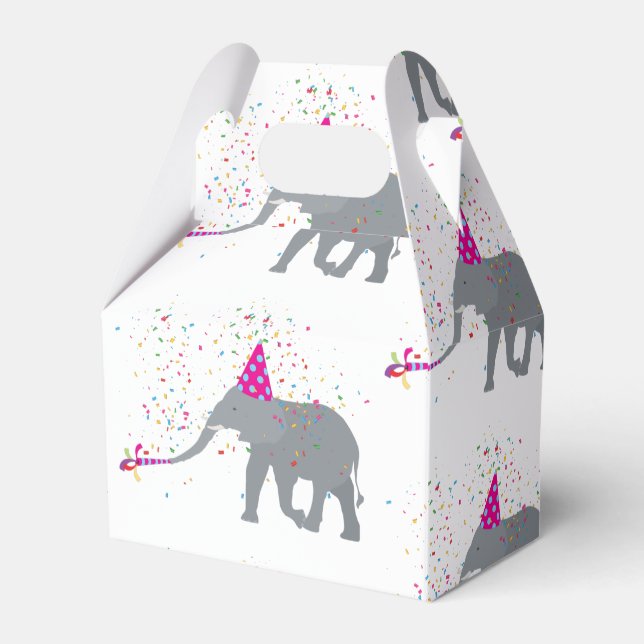 Elephant Partying - Animals Having a Party Favour Box (Front Side)