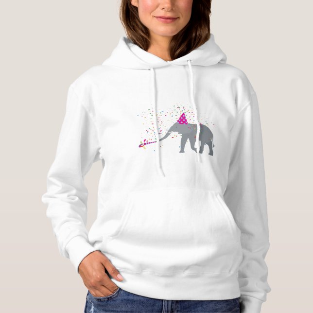 Elephant Partying - Animals Having a Party Hoodie (Front)