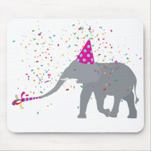 Elephant Partying - Animals Having a Party Mouse Pad