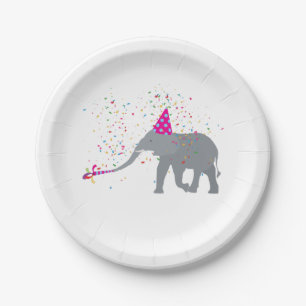 Elephant Partying - Animals Having a Party Paper Plate
