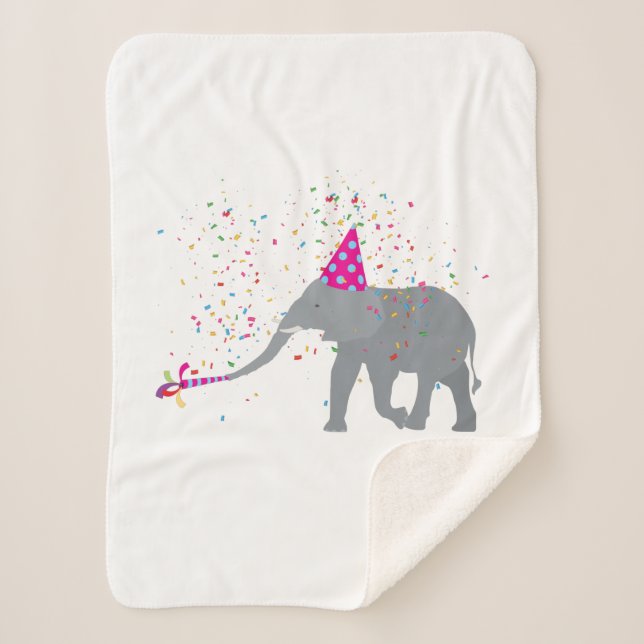 Elephant Partying - Animals Having a Party Sherpa Blanket (Front)