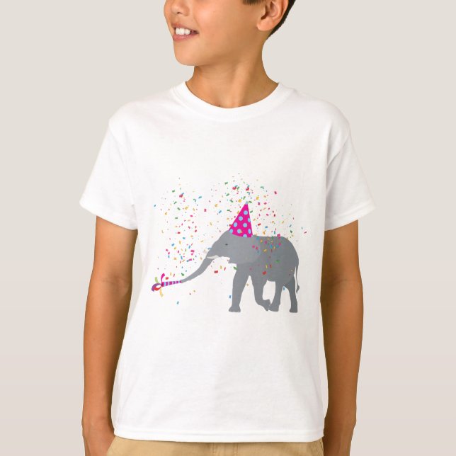 Elephant Partying - Animals Having a Party T-Shirt (Front)