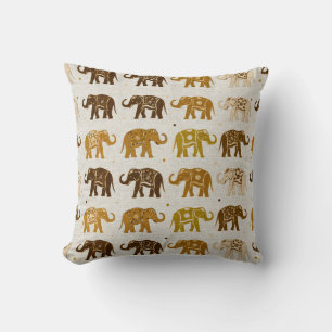 Elephant Pattern Linen Look Pillow