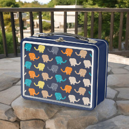 Elephant Pattern Metal Lunch Box