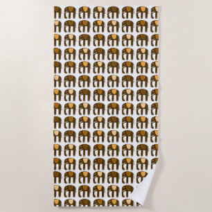 Elephant Pattern Neutrals Beach Towel