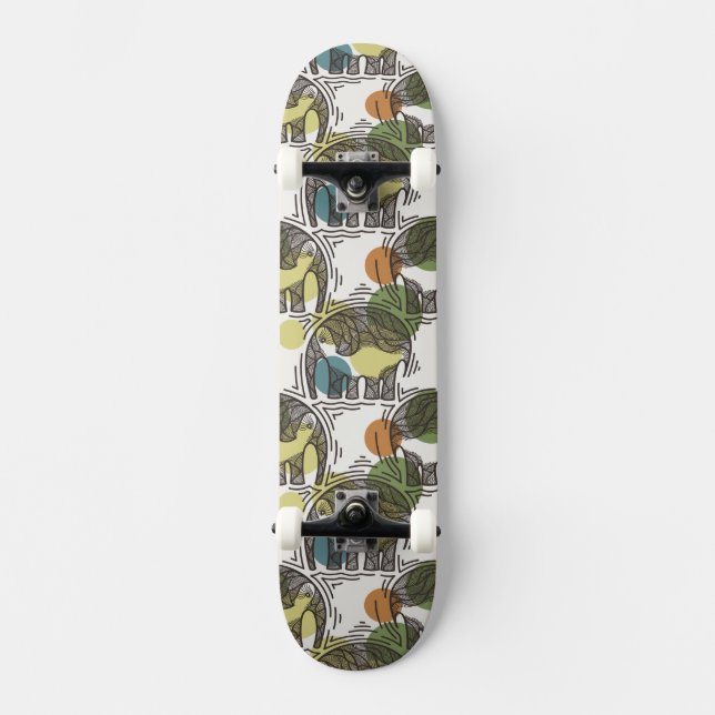 Elephant Pattern Skateboard (Front)